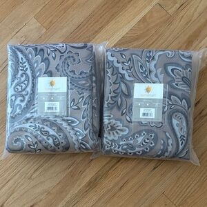 SunSmart Paisley Curtains gray/white/tan NWT set of 2 50x95